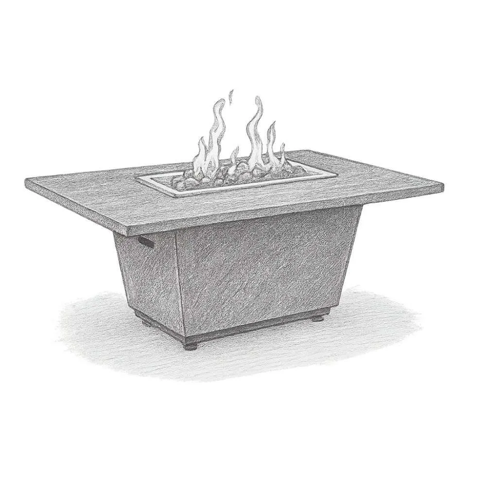 American Fyre Designs Cosmopolitan Rectangle Concrete Fire Table (54")