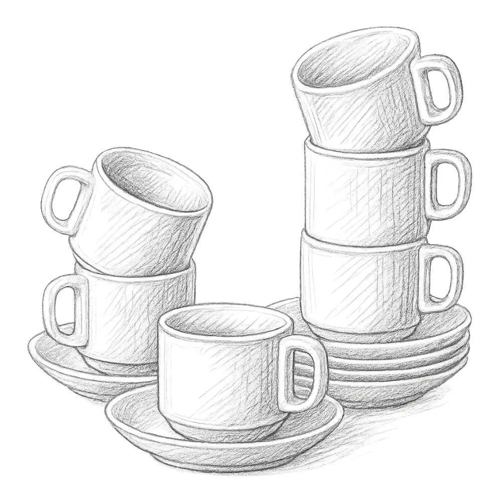 Brew To A Tea Tea Cups and Saucers (Set of 6)