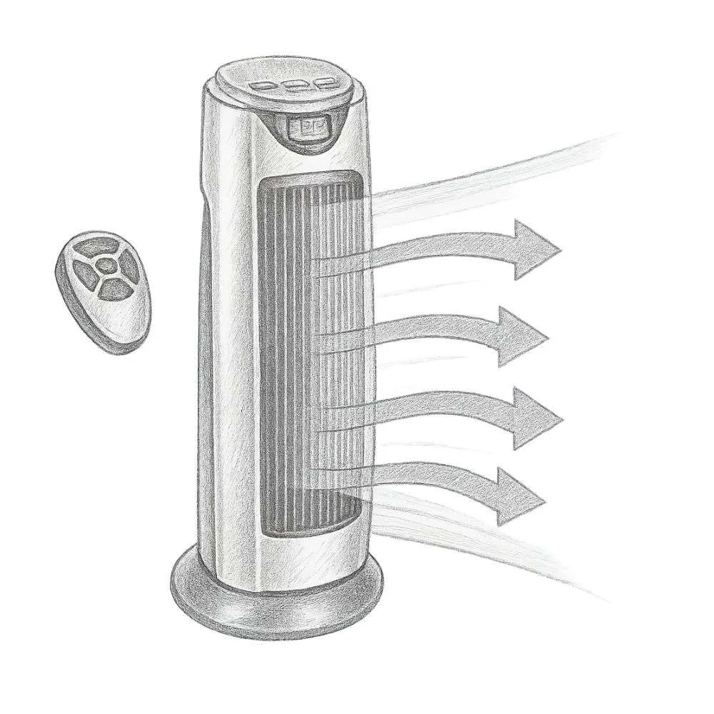 Comfort Zone Ceramic Oscillating Digital Tower Heater with Remote