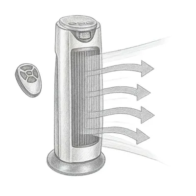 Comfort Zone Ceramic Oscillating Digital Tower Heater with Remote