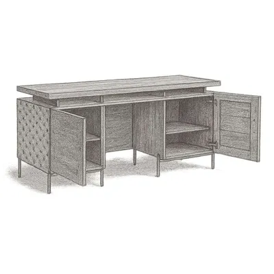 Crate and Barrel Raffael Carved Wood Executive Desk