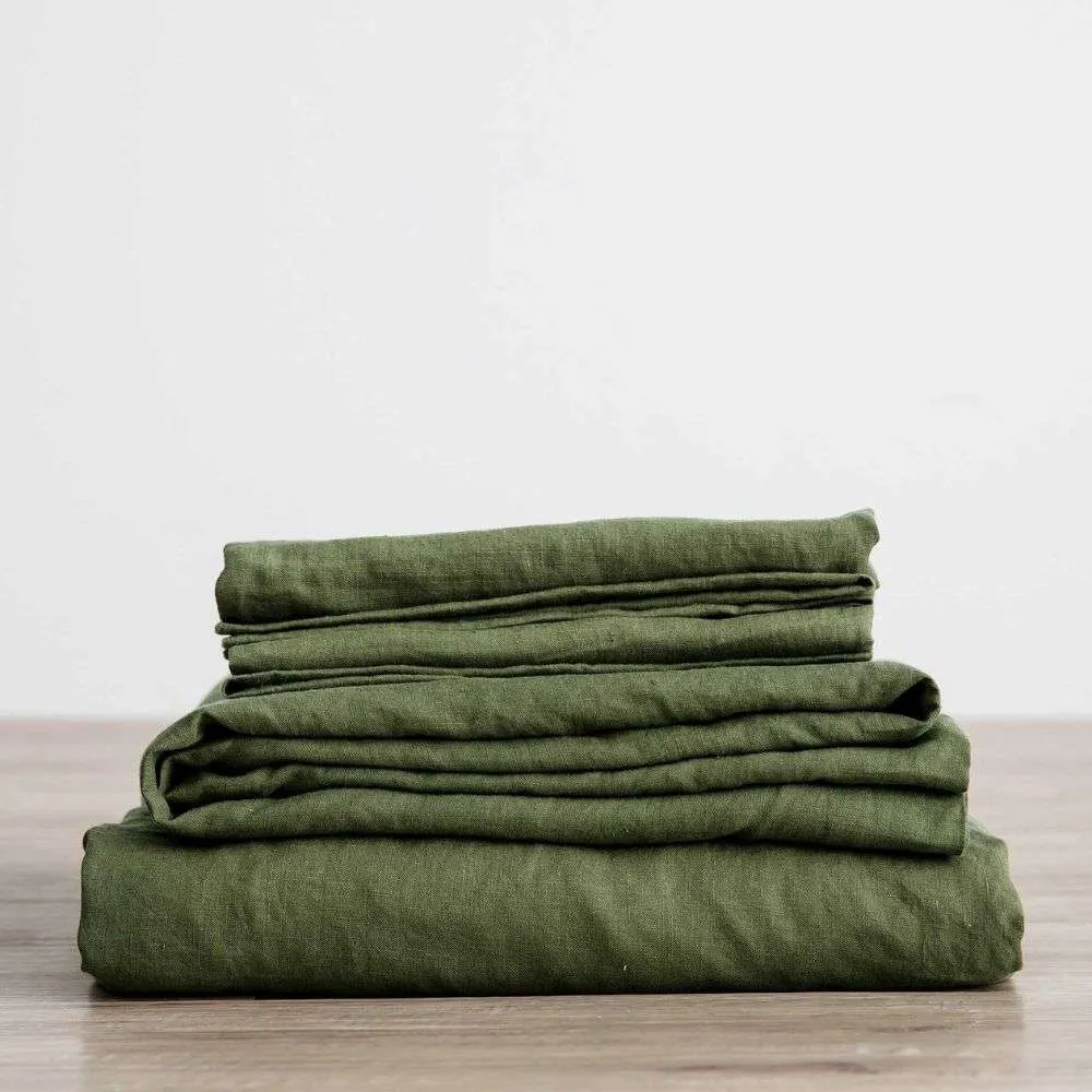 CULTIVER Linen Sheet Set With Pillowcases (Queen Size)