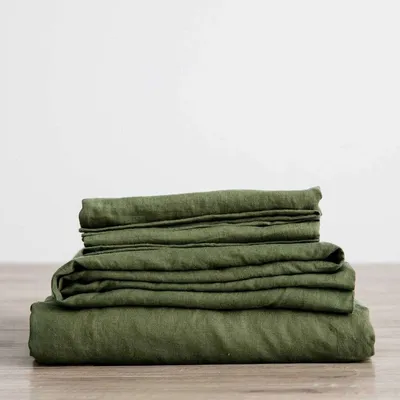 CULTIVER Linen Sheet Set With Pillowcases (Queen Size)