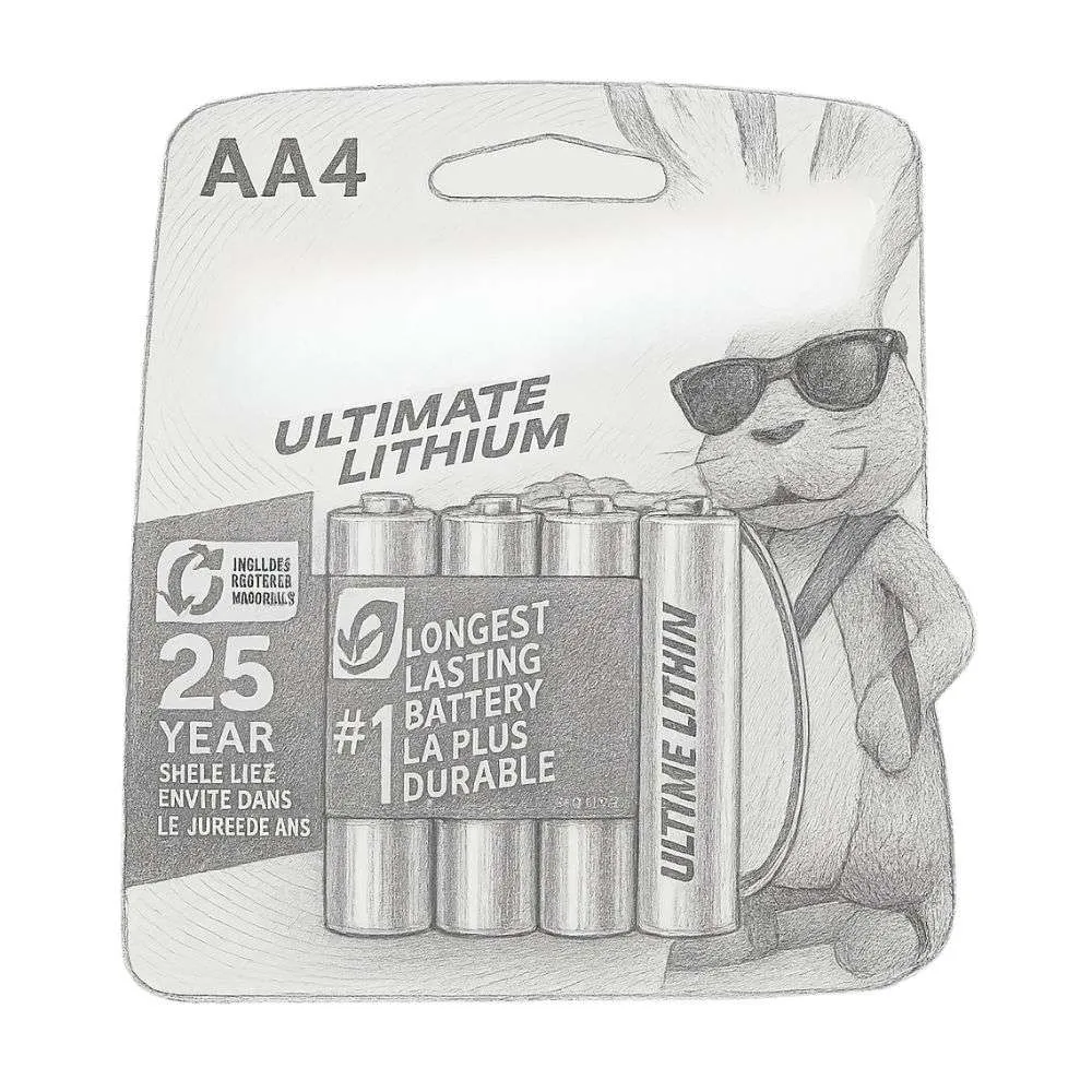Energizer Ultimate e2 1.5 Volt AA Cylindrical Lithium Batteries (Pack of 4)