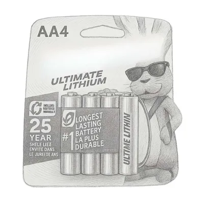 Energizer Ultimate e2 1.5 Volt AA Cylindrical Lithium Batteries (Pack of 4)