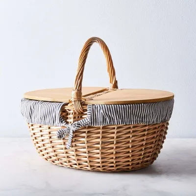 Food52 Blue & White Stripe Picnic Basket