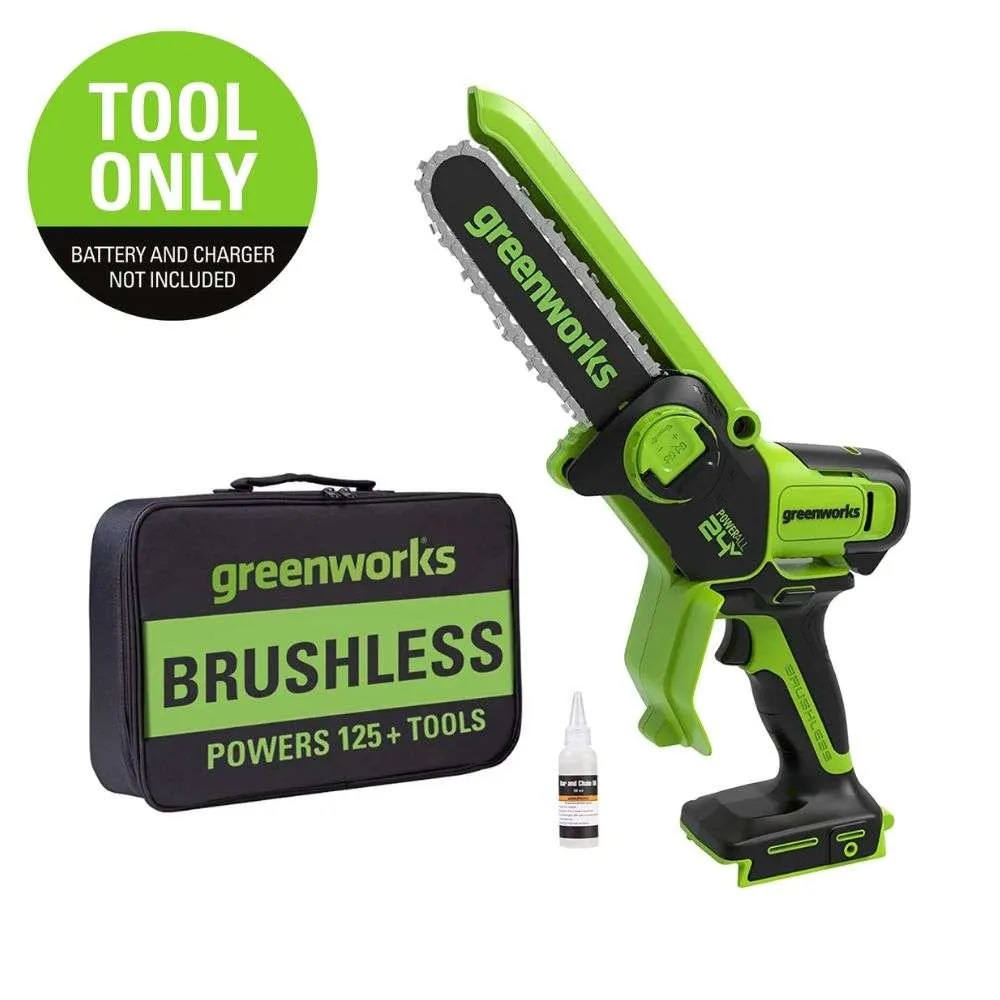 Greenworks 24V Cordless Battery Brushless Pruner Saw (6”)