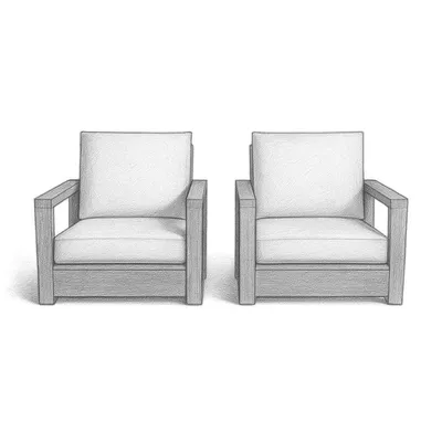Joss & Main Donnie Acacia Outdoor Armless Lounge Chair with Cushion (Set of 2)
