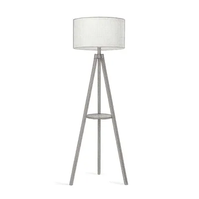 LEPOWER-TEC Wooden Tripod Floor Lamp with Shelf