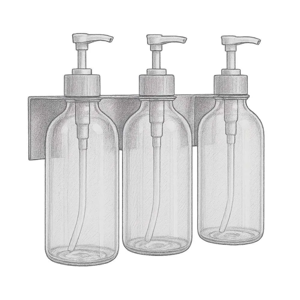 MaisoNovo Wall Mounted Soap Dispenser Bamboo Clear (Pack of 3)