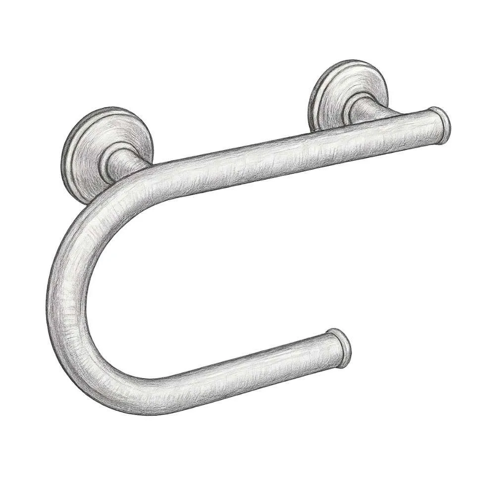 Moen Brushed Nickel Bathroom Safety Grab Bar with Toilet Paper Holder (8")