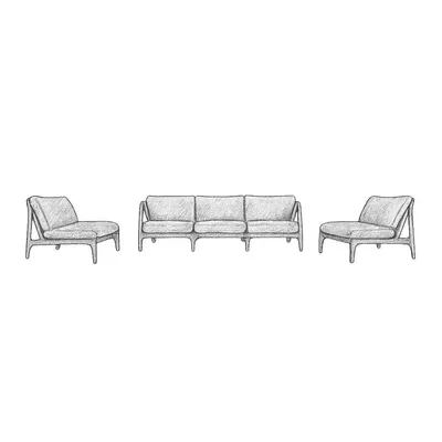 Outer Teak Outdoor Sofa with Armless Chairs 5 Seat