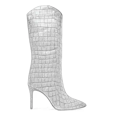 Schutz Maryana Crocodile-Embossed Leather Knee-High Boots