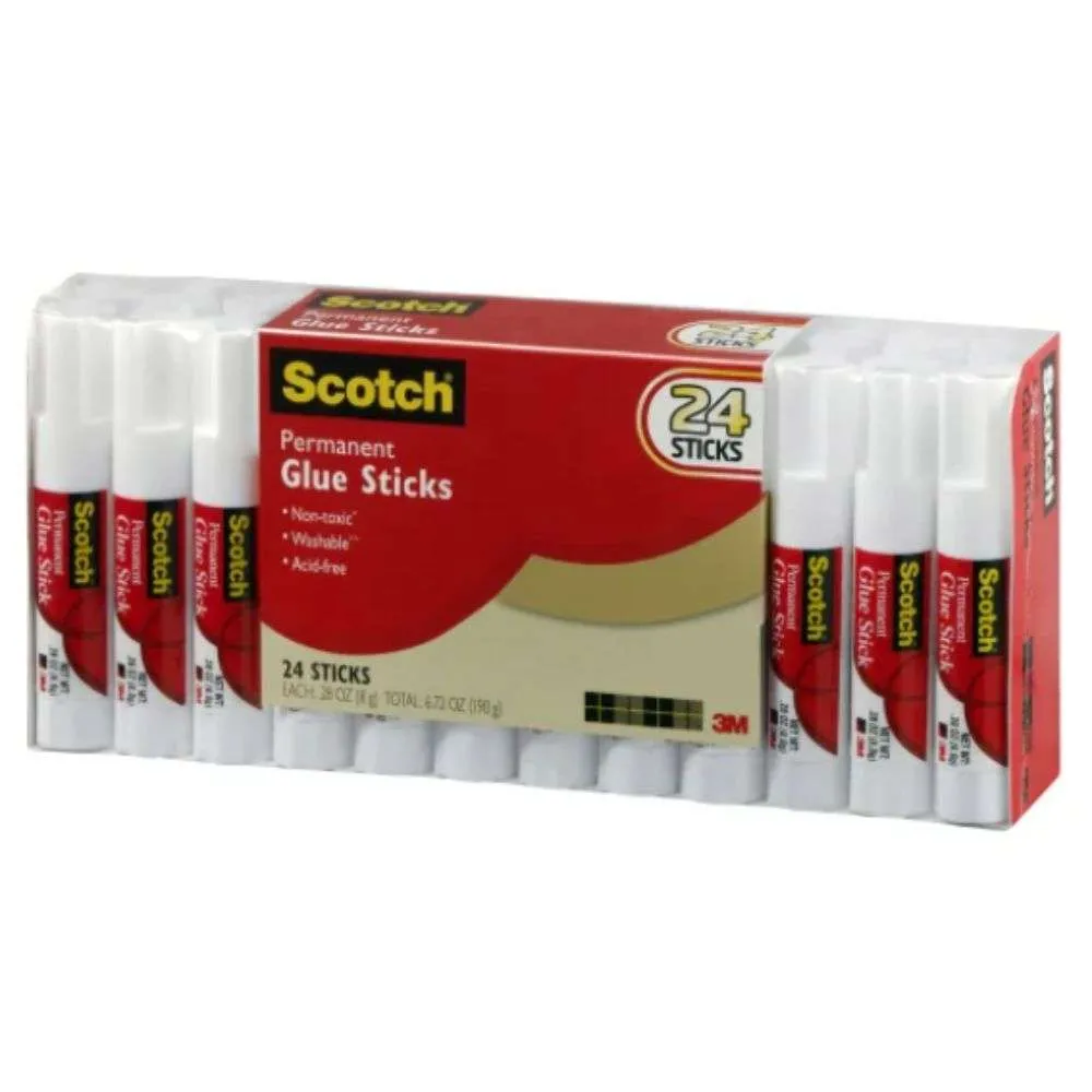 Scotch Permanent Glue Stick (0.28 oz, 24 count)