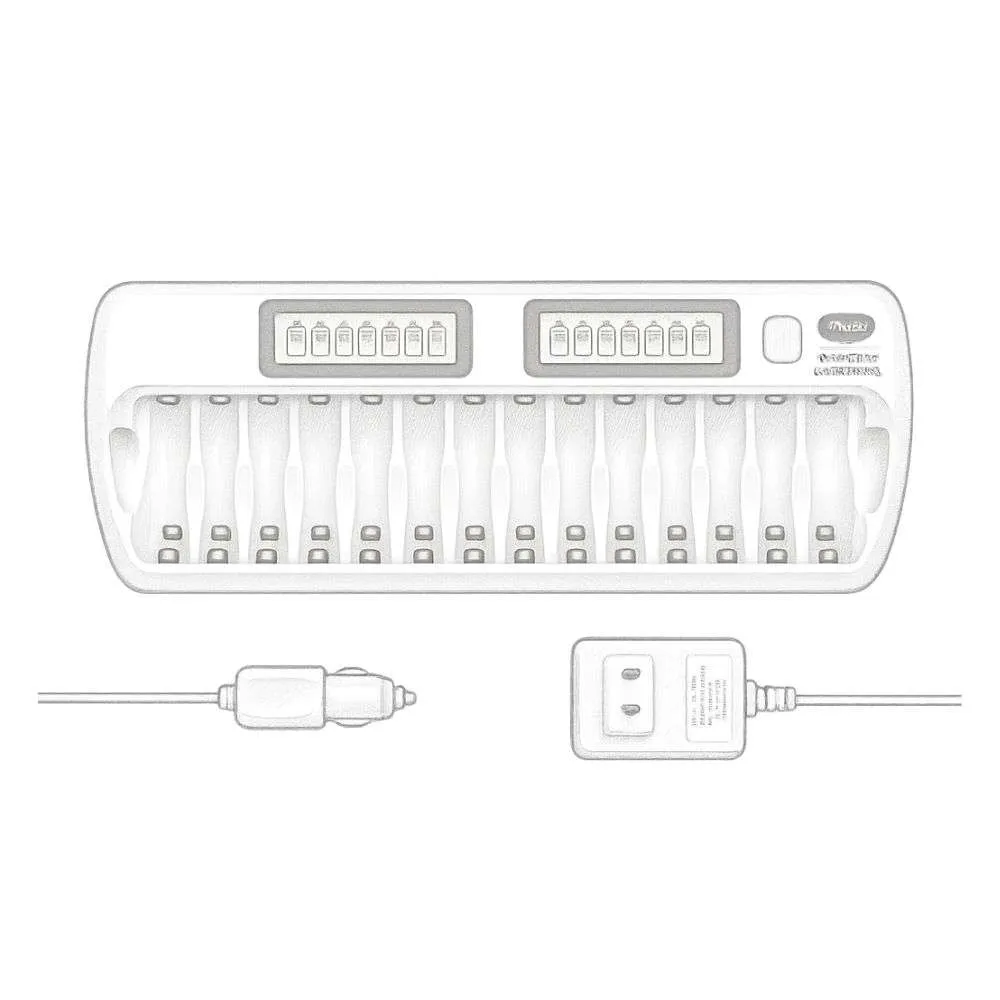 Tenergy TN438 NiMH/NiCd AA/AAA 16-Bay LCD Battery Charger