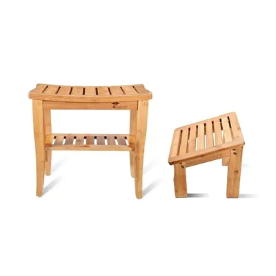 ToiletTree Products Bamboo Bench with Foot Stool