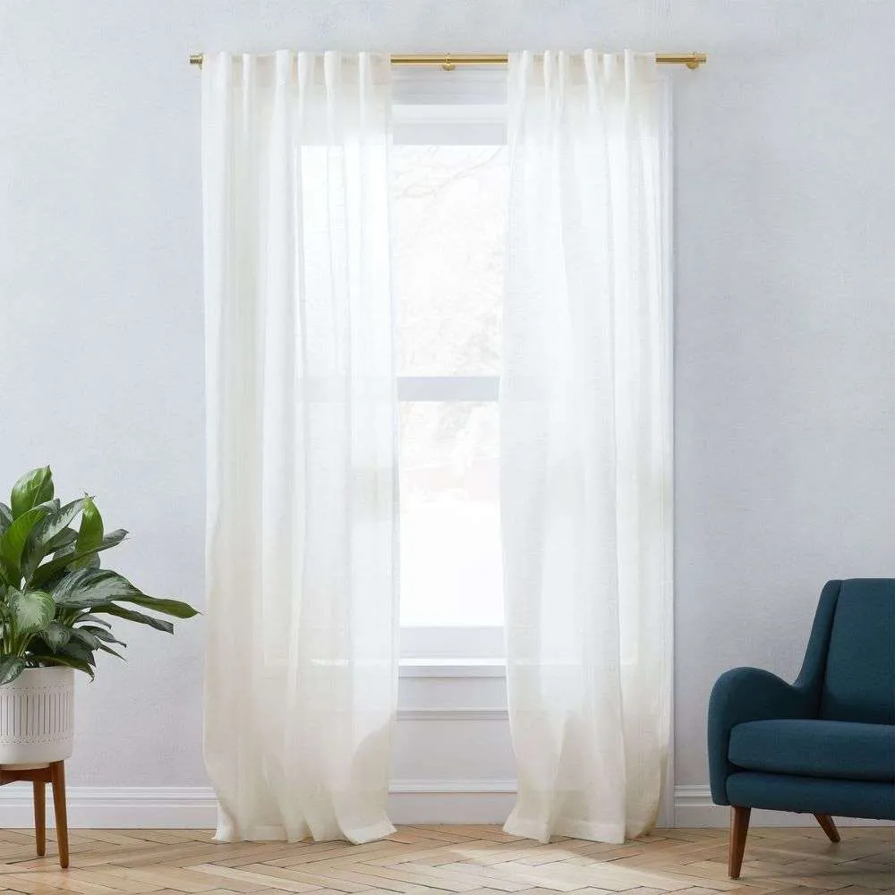 West Elm Sheer European Flax Linen Curtains (96" x 48", Set of 2)